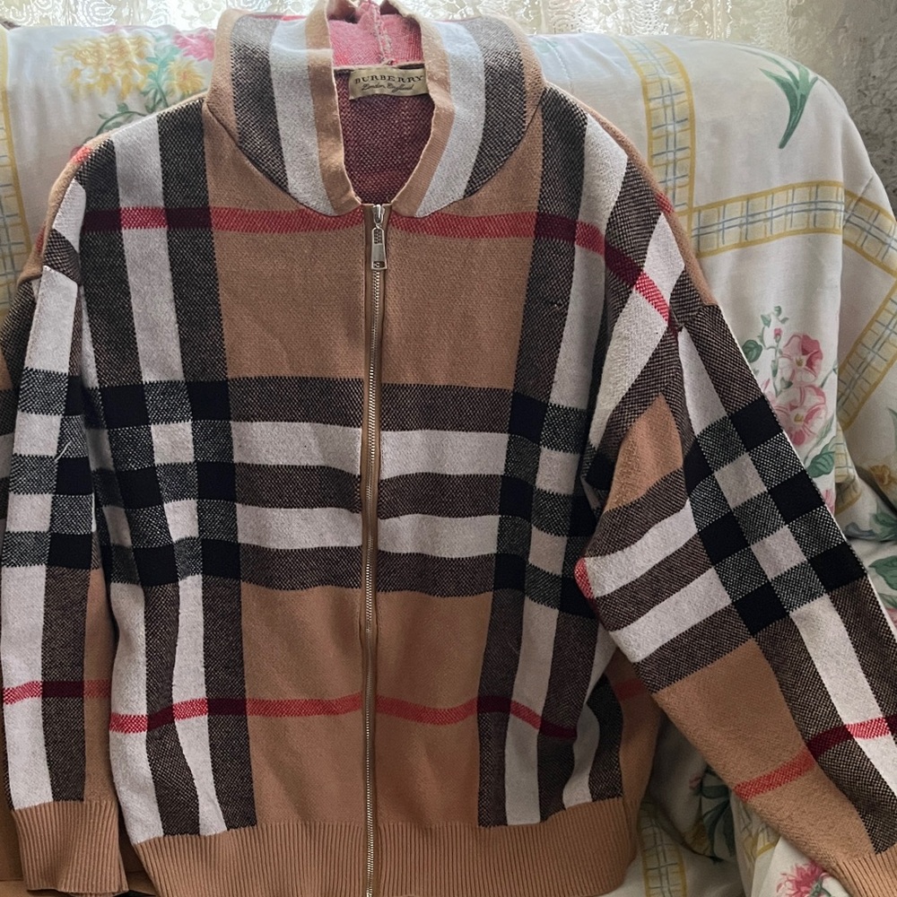 Burberry Women’s Zip-Front Check Jacket - Beige/Black/White